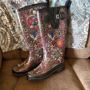 Colorful Floral Women's Rain Boots